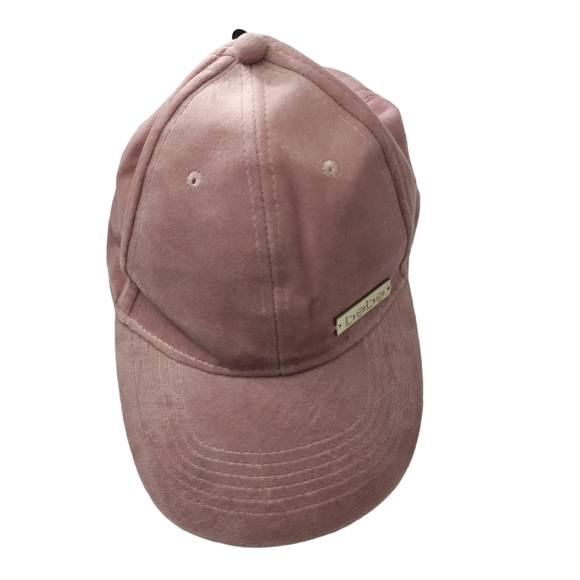 Bebe Mauve Pink Velvet Velour Baseball Cap Soft Logo Hat - Picture 2 of 4